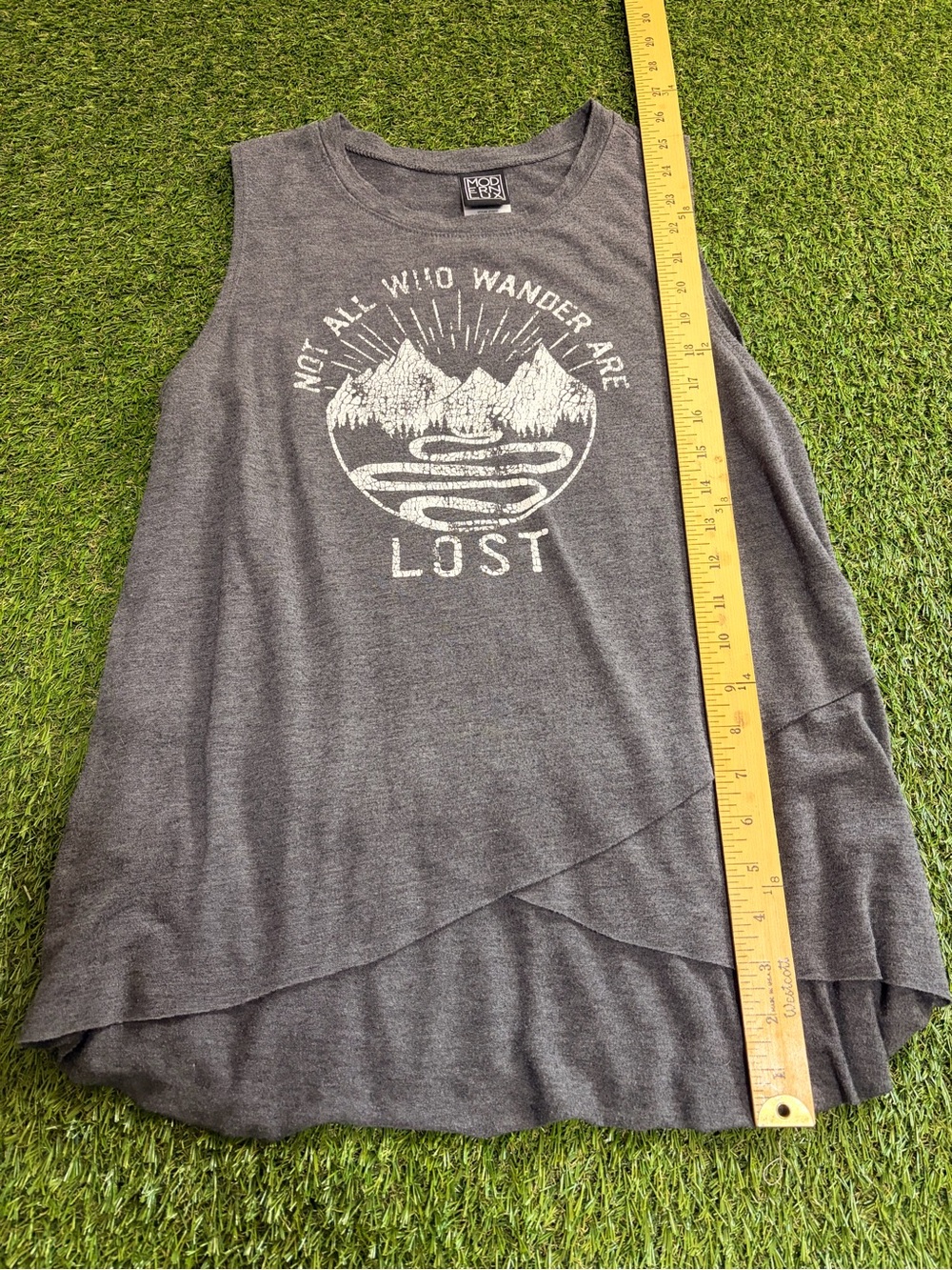 Modern Lux Gray Graphic Tank Top - 'Lost' Mountain Design